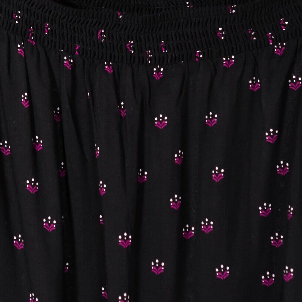 Express Women's Blouse Black Pink Floral Off Shoulder Ribbed 3/4 Sleeve Top M - Picture 5 of 9